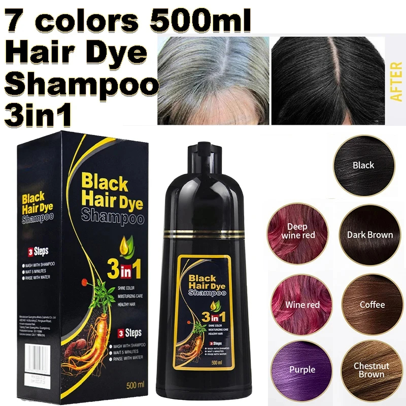 Hair Spray Color - Schwarzes Haarfärbe-Shampoo, 3-in-1, schnelles, sofort färbendes