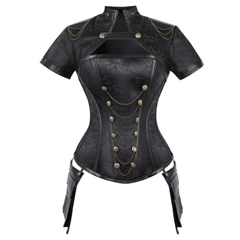 Boning Corset Steel - Mittelalterliches Damen-Vollbrustkorsett, Steampunk-Kleidung, Spirale, Stahlknochen, Jacquard,