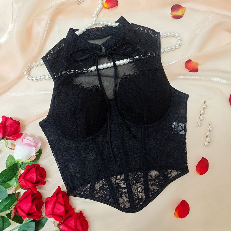 Schwarze Spitzen-Fischgräten-K – Boning Corset Steel Bewertung und Preis